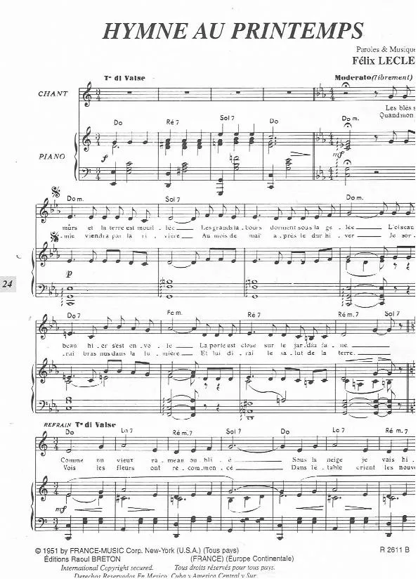 télécharger la partition d'accordéon Hymne au printemps (Valse) au format PDF
