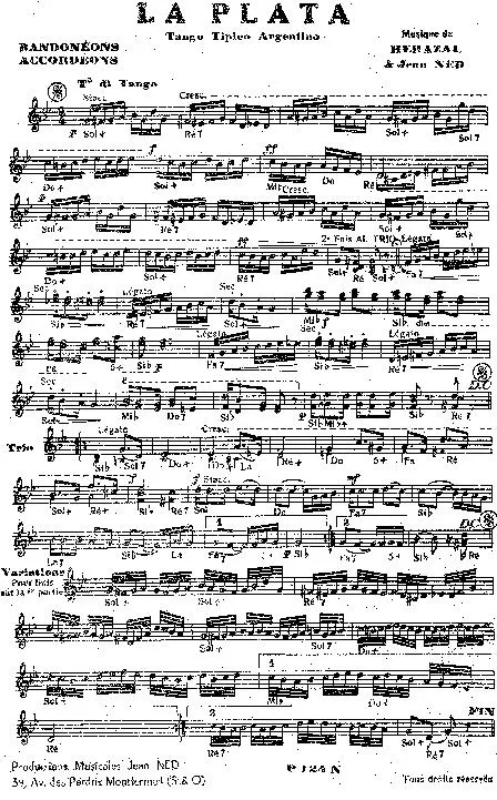 télécharger la partition d'accordéon La Plata (Tango Tipico Argentino) au format PDF