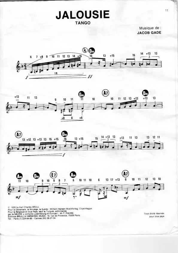 télécharger la partition d'accordéon Jalousie (Tango) au format PDF