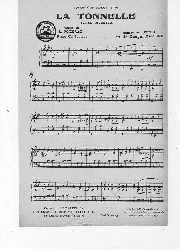 télécharger la partition d'accordéon La tonnelle (Arrangement : Georges Martine) (Valse Musette) au format PDF