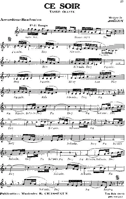 télécharger la partition d'accordéon Ce soir (Tango Chanté) au format PDF