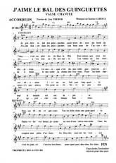télécharger la partition d'accordéon J'aime le bal des guinguettes (Valse Chantée) au format PDF