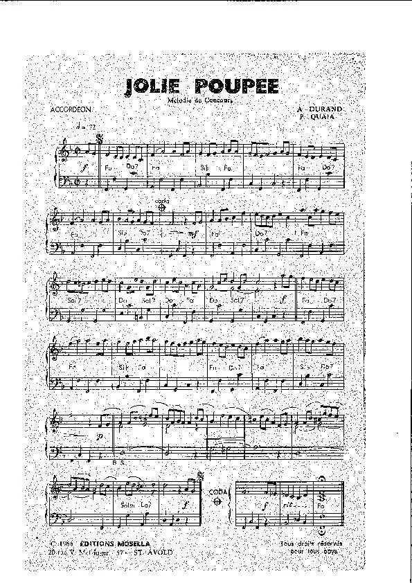 télécharger la partition d'accordéon Jolie poupée (Mélodie de concours) au format PDF