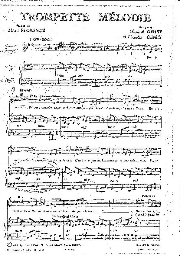 télécharger la partition d'accordéon Trompette Mélodie (Slow Rock) au format PDF