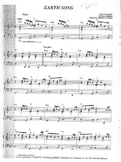 télécharger la partition d'accordéon Earth song au format PDF