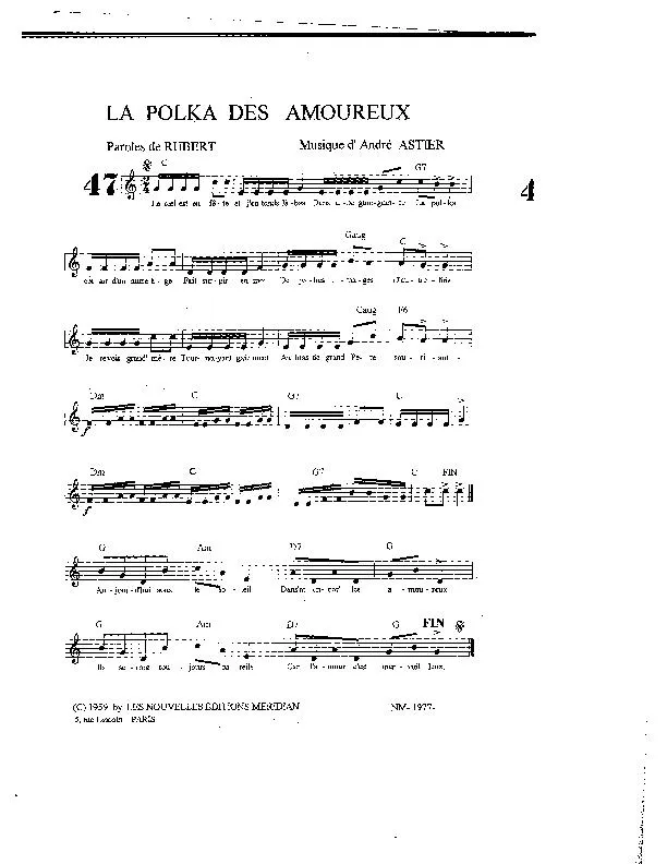 télécharger la partition d'accordéon La polka des amoureux au format PDF