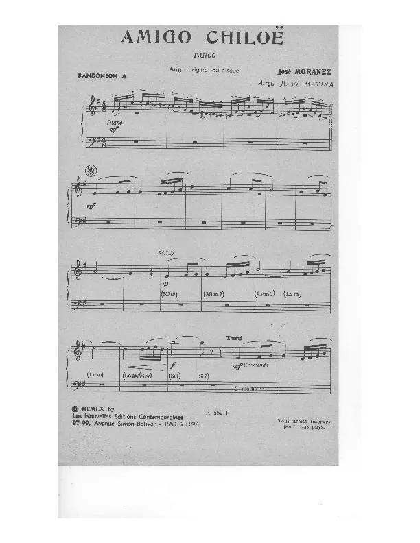 télécharger la partition d'accordéon Amigo Chiloë (Tango) au format PDF