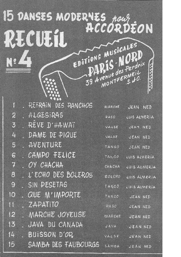 télécharger la partition d'accordéon Recueil 15 Danses Modernes pour Accordéon (Recueil n°4) au format PDF