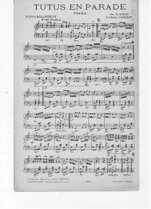 télécharger la partition d'accordéon Tutus en parade (Polka) au format PDF