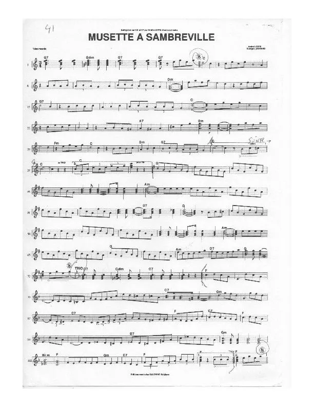 télécharger la partition d'accordéon Musette à Sambreville (Valse Musette) au format PDF