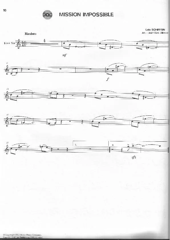 télécharger la partition d'accordéon Mission Impossible (Partie Saxophone) au format PDF