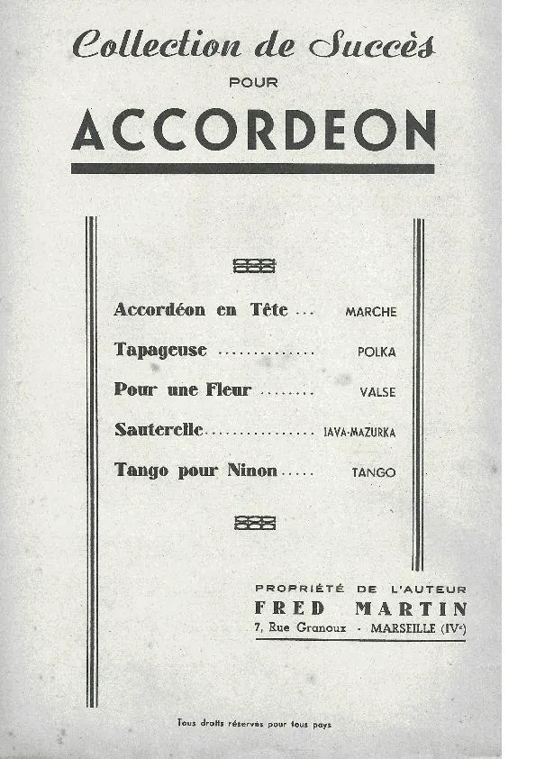 télécharger la partition d'accordéon Recueil : Collection de Succès pour Accordéon (5 Titres) au format PDF