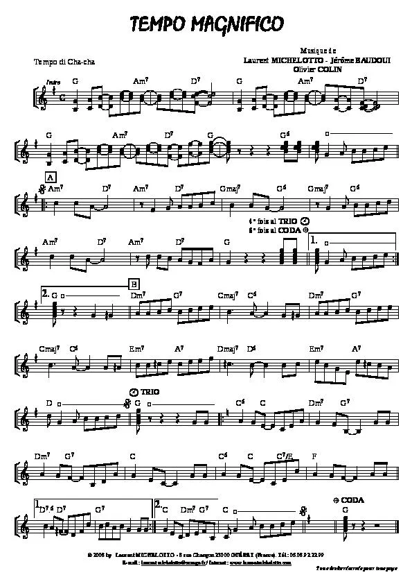télécharger la partition d'accordéon Tempo magnifico (Cha Cha) au format PDF