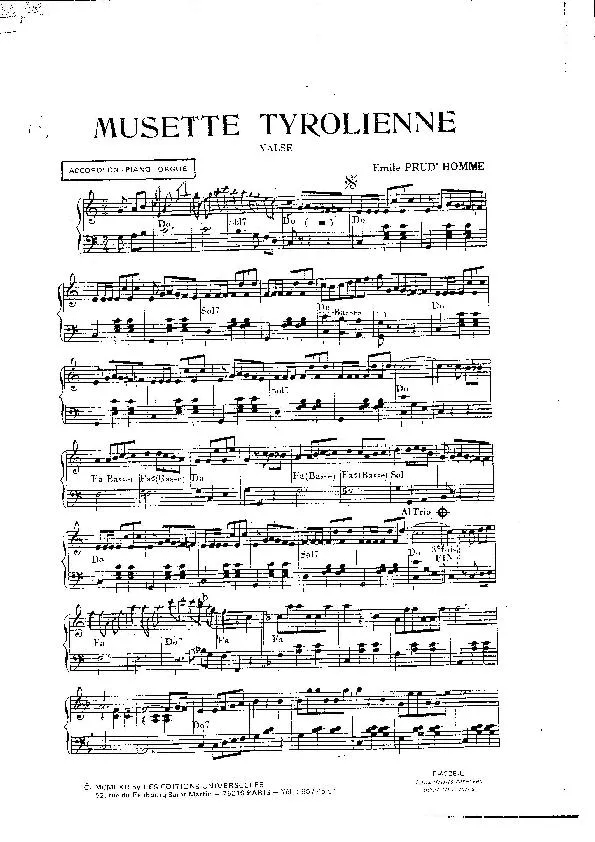 télécharger la partition d'accordéon Musette Tyrolienne (Valse) au format PDF
