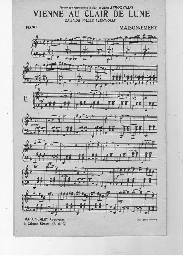 télécharger la partition d'accordéon Vienne au clair de lune (Valse Viennoise) au format PDF
