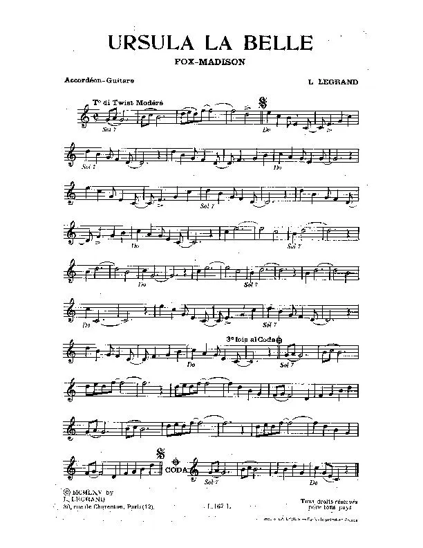 télécharger la partition d'accordéon Ursula la belle (Fox Madison) au format PDF