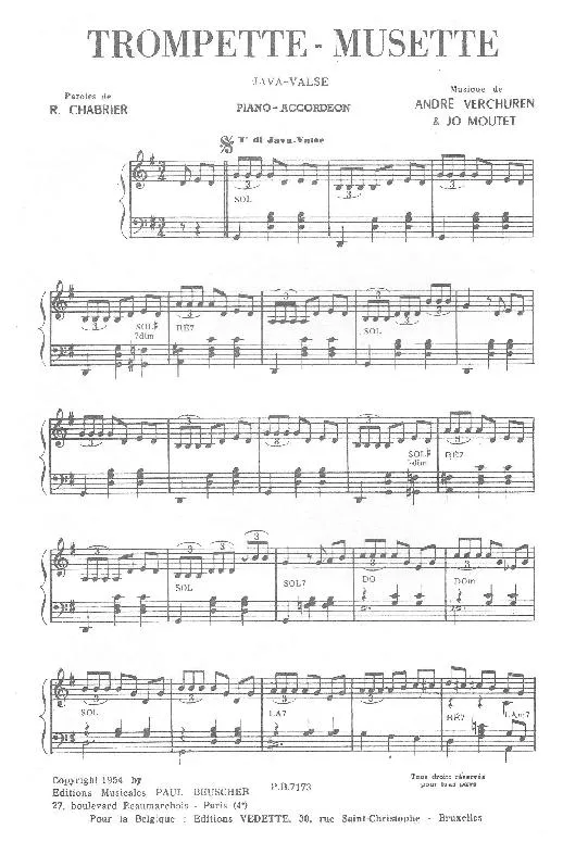 télécharger la partition d'accordéon Trompette Musette (Java Valse) au format PDF