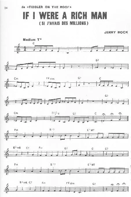 télécharger la partition d'accordéon If I were a rich man (Si j'avais des millions) au format PDF