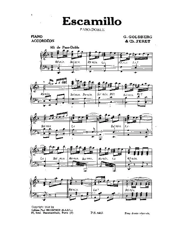 télécharger la partition d'accordéon Escamillo (Paso Doble) au format PDF