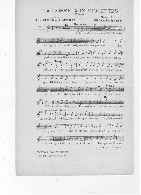 télécharger la partition d'accordéon La gosse aux violettes (Chant : Anny Flore) au format PDF