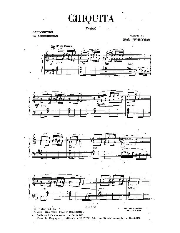 télécharger la partition d'accordéon Chiquita (Tango) au format PDF