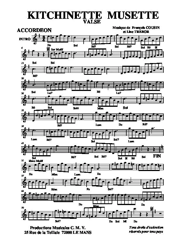 télécharger la partition d'accordéon Kitchinette musette (Valse) au format PDF
