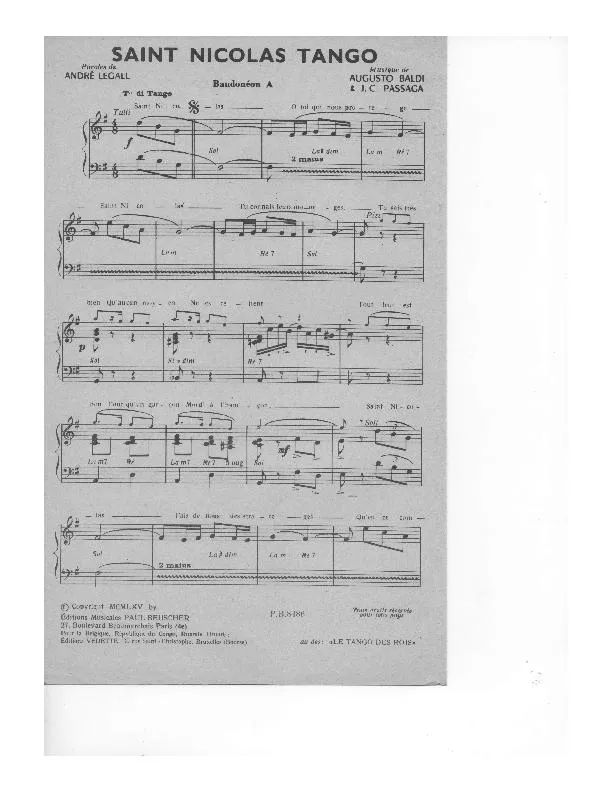 télécharger la partition d'accordéon Saint Nicolas tango au format PDF
