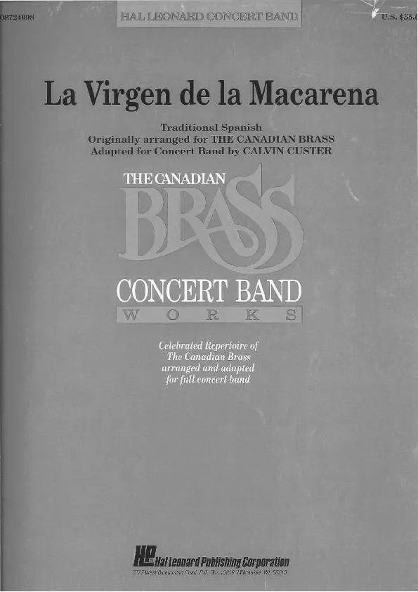 télécharger la partition d'accordéon La virgen de la macarena (Arrangement Custer calvin for full concert orchestre) au format PDF