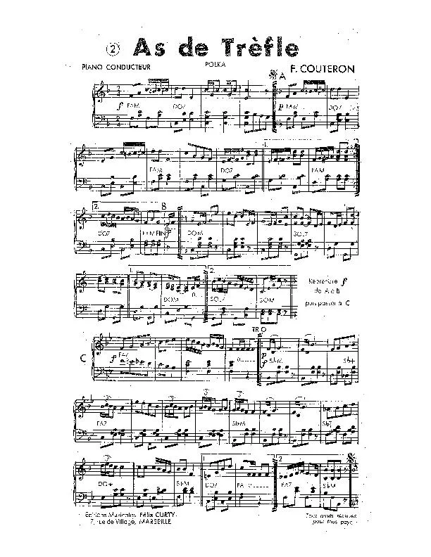 télécharger la partition d'accordéon As de trèfle (Polka) (Orchestration Complète) au format PDF