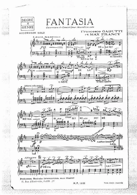 télécharger la partition d'accordéon Fantasia (Ouverture de Concert) au format PDF