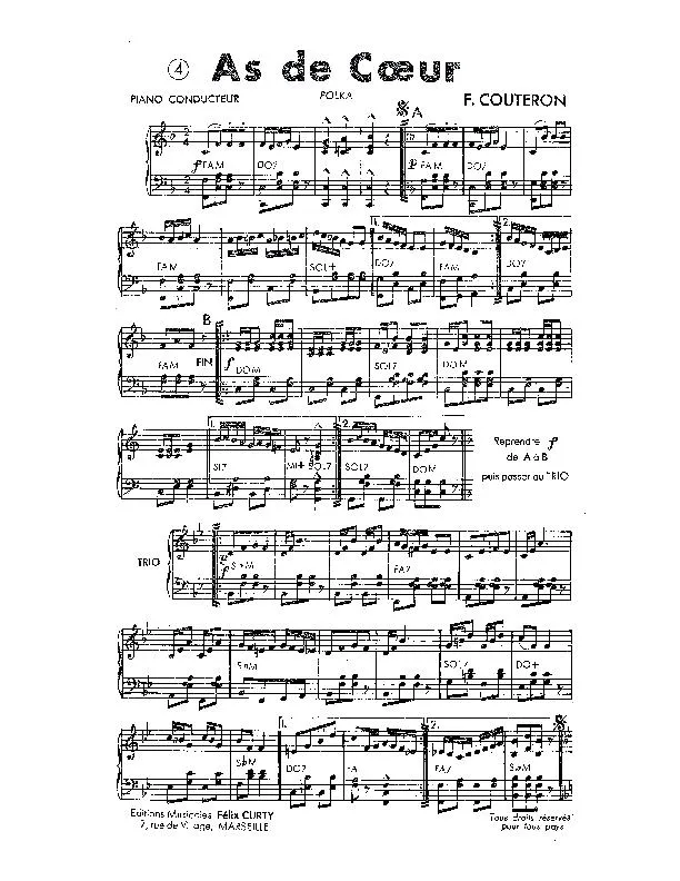 télécharger la partition d'accordéon As de cœur (Polka) (Orchestration Complète) au format PDF