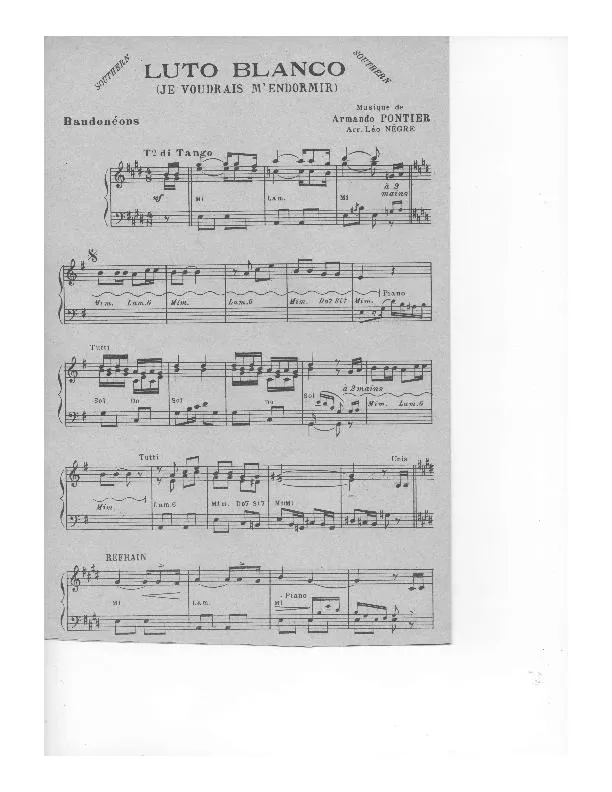 télécharger la partition d'accordéon Luto blanco (Je voudrais m'endormir) (Tango) au format PDF