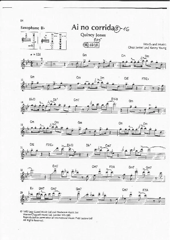 télécharger la partition d'accordéon Ai no corrida (Partie Saxophone sib) au format PDF
