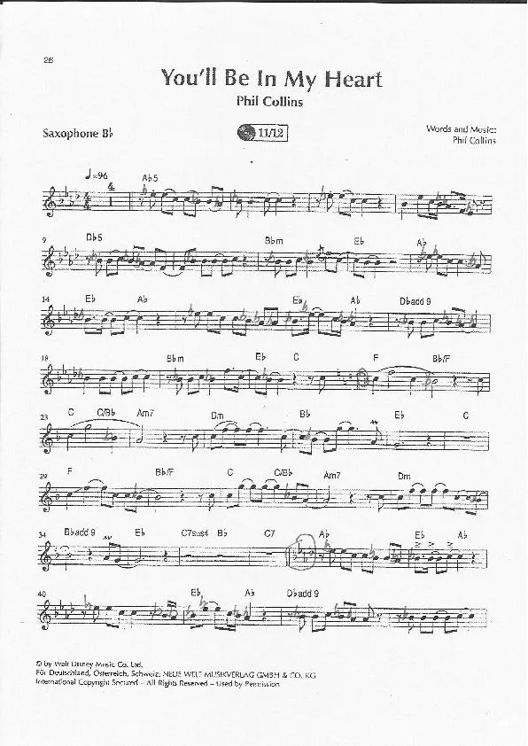 télécharger la partition d'accordéon You'll be in My Heart (Partie Saxophone sib) au format PDF