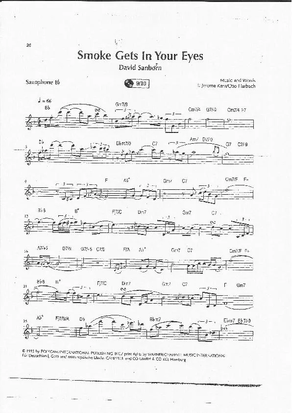 télécharger la partition d'accordéon Smoke Gets In Your Eyes (Partie Saxophone sib) au format PDF