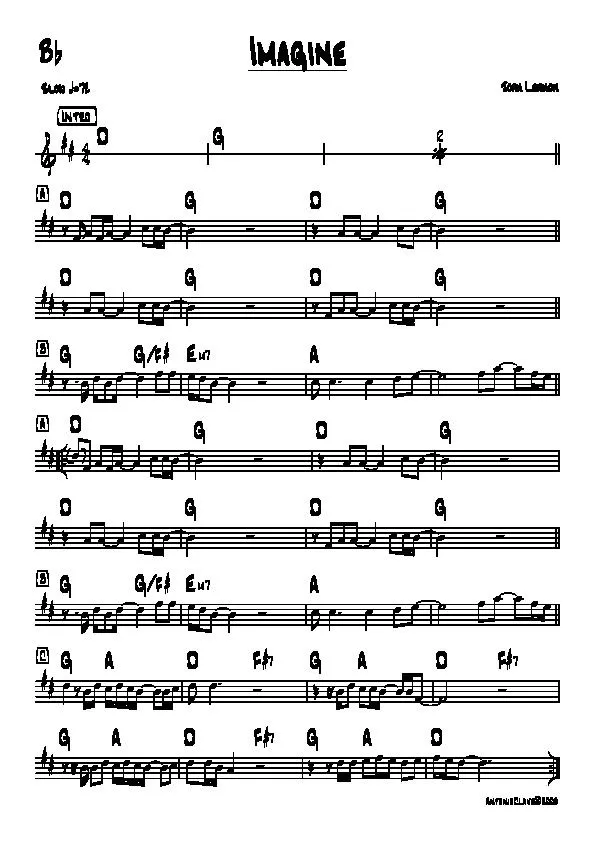 télécharger la partition d'accordéon Imagine (Partie Saxophone sib) au format PDF