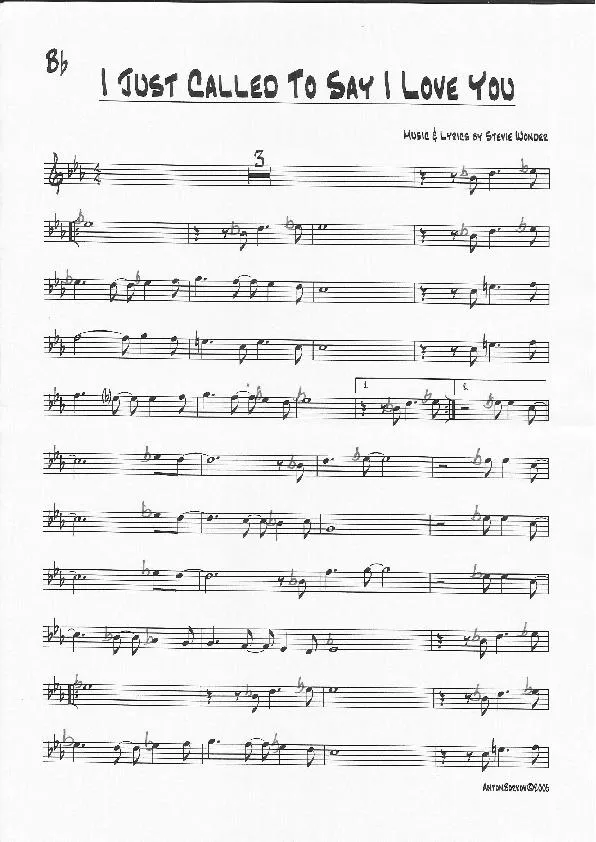 télécharger la partition d'accordéon I Just Called To Say I Love You (Partie Saxophone sib) au format PDF