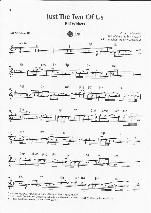 télécharger la partition d'accordéon Just The Two Of Us (Partie Saxophone sib) au format PDF