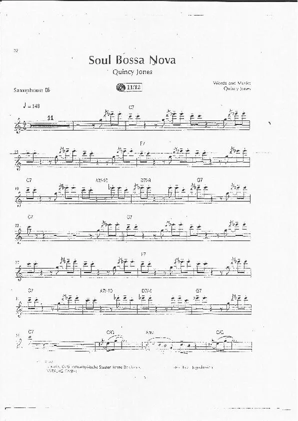 télécharger la partition d'accordéon Soul Bossa Nova (Partie Saxophone sib) au format PDF