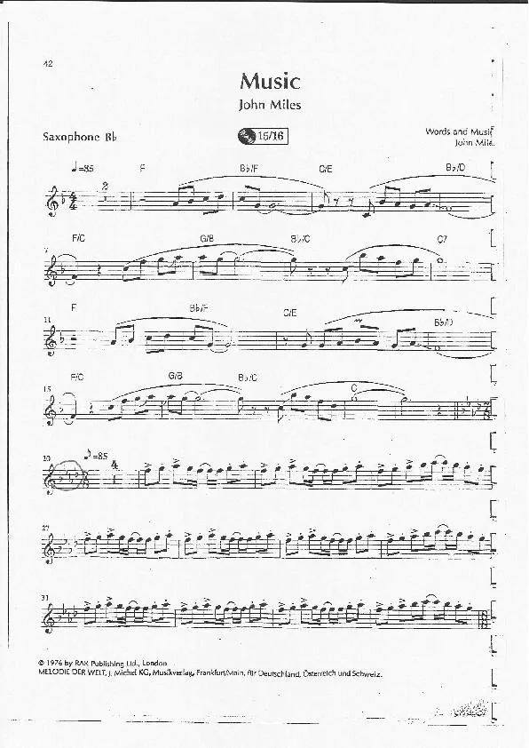 télécharger la partition d'accordéon Music (Partie Saxophone sib) au format PDF