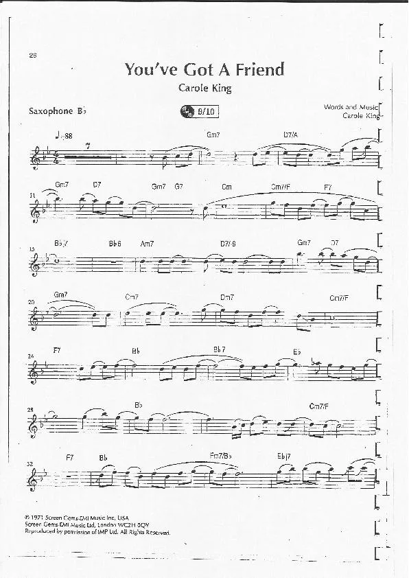 télécharger la partition d'accordéon You've Got A Friend (Partie Saxophone sib) au format PDF