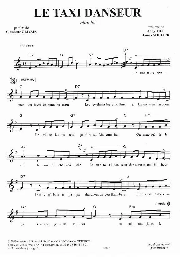 télécharger la partition d'accordéon Le taxi danseur (Cha cha) au format PDF