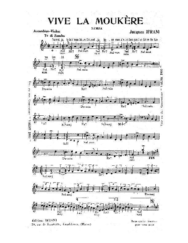 télécharger la partition d'accordéon Vive la Moukère (Samba) (Orchestration Complète) au format PDF