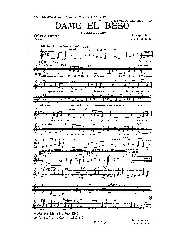 télécharger la partition d'accordéon Dame El Beso (Rumba Boléro) au format PDF