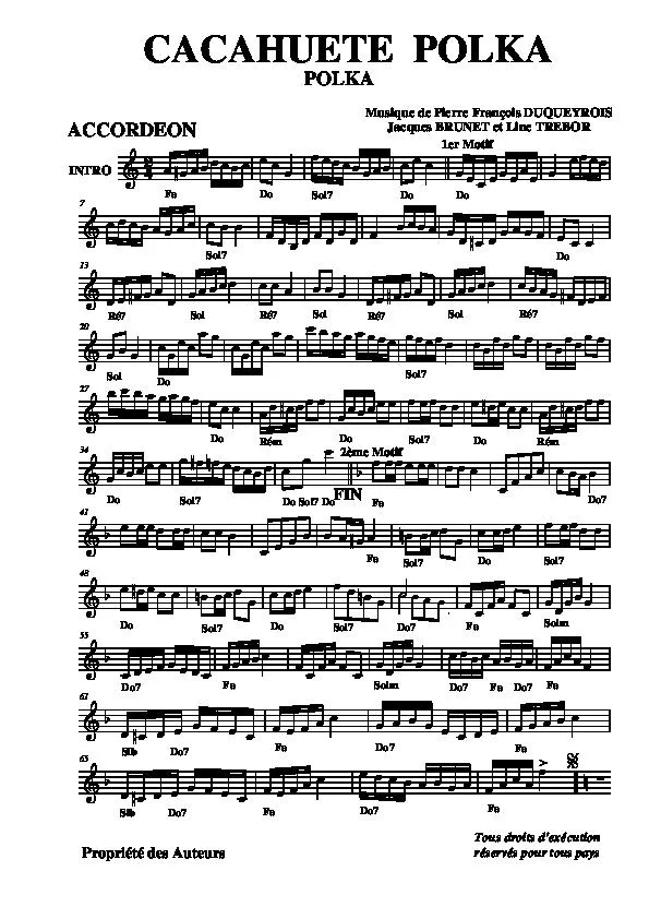 télécharger la partition d'accordéon Cacahuète polka au format PDF