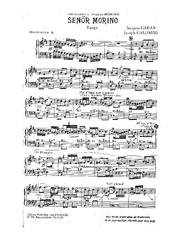 télécharger la partition d'accordéon Señor Morino (Tango) au format PDF