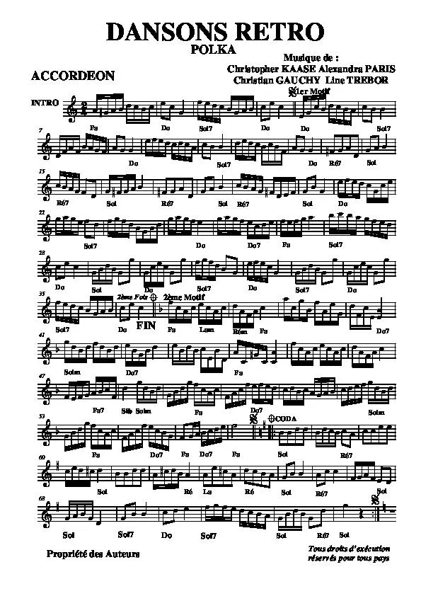 télécharger la partition d'accordéon Dansons rétro (Polka) au format PDF