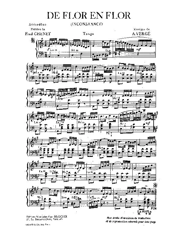 télécharger la partition d'accordéon De flor en flor (Inconstance) (Tango) au format PDF