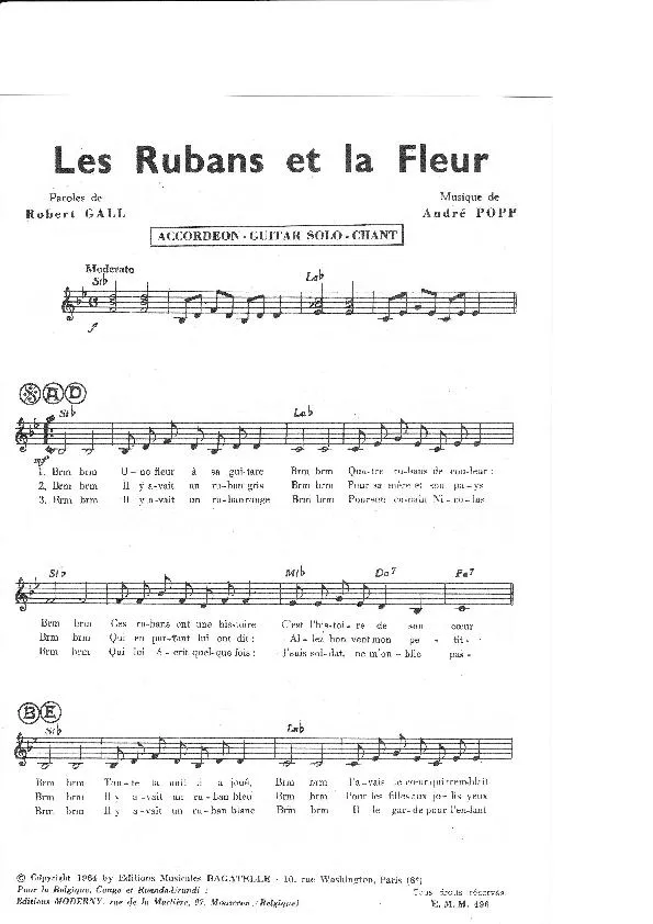 télécharger la partition d'accordéon Les rubans et la fleur au format PDF