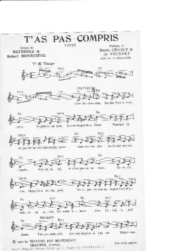 télécharger la partition d'accordéon T'as pas compris (Tango) au format PDF